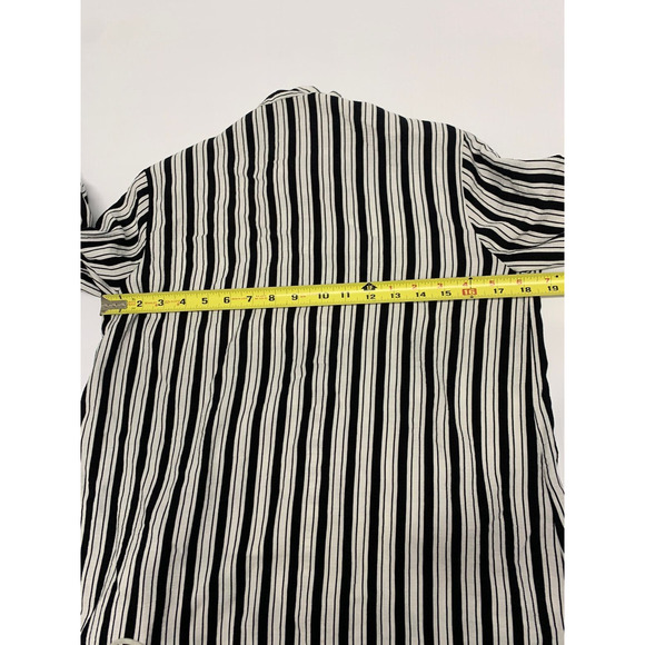 Beau Chemise Blouse Button Up Striped White/Black S Women's A62 - Picture 6 of 6